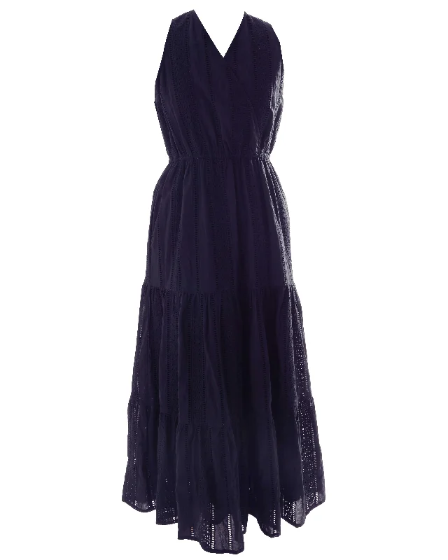 HDR113-EYELET WRAP JUMPER-Navy Boat Neck Shawl Collar Notched Collar