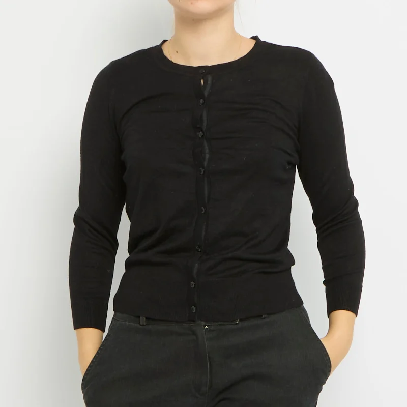 Round Neck Knitted Cardigan - UK 10 Modern Contemporary chic