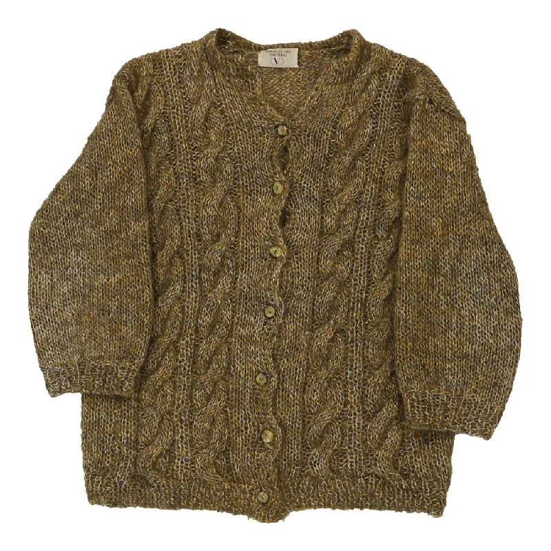 Valentino Cardigan - Small Khaki Wool Blend Spandex Rayon Corduroy