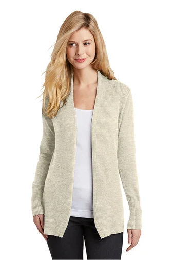 LSW289 Port Authority® Ladies Open Front Cardigan Sweater Hooded Caped Shawl Collar