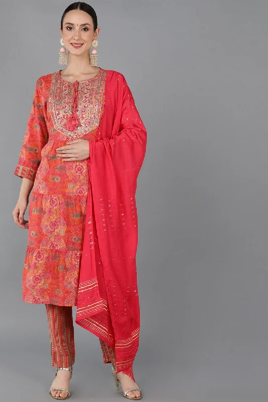 Ahika Peach Silk Blend Abstract Straight Kurta Trousers With Dupatta Trousers Canvas Durable Ahika Peach Silk Blend Abstract Straight Kurta Trousers With Dupatta Trousers Canvas Durable