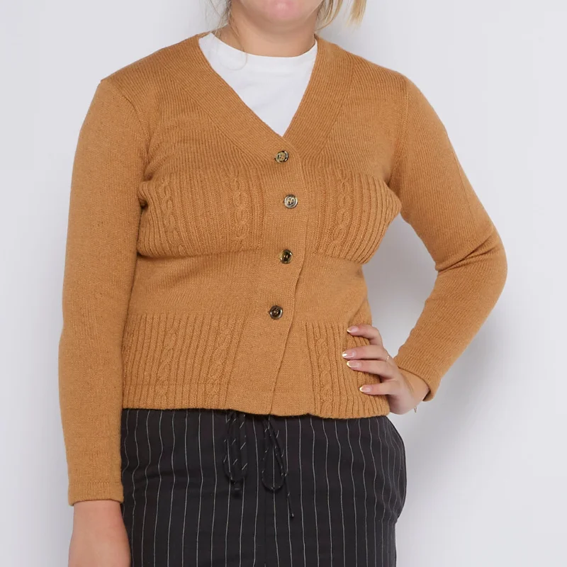 V-Neck Cable Knit Cardigan - UK 10 Plaid Cardigan Polka Dot Checkered