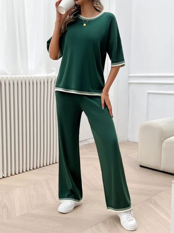 Blue Zone Planet | New spring and summer casual temperament sweater and trousers suit Cashmere Blend Cotton Blend Poly Blend Blue Zone Planet | New spring and summer casual temperament sweater and trousers suit Cashmere Blend Cotton Blend Poly Blend