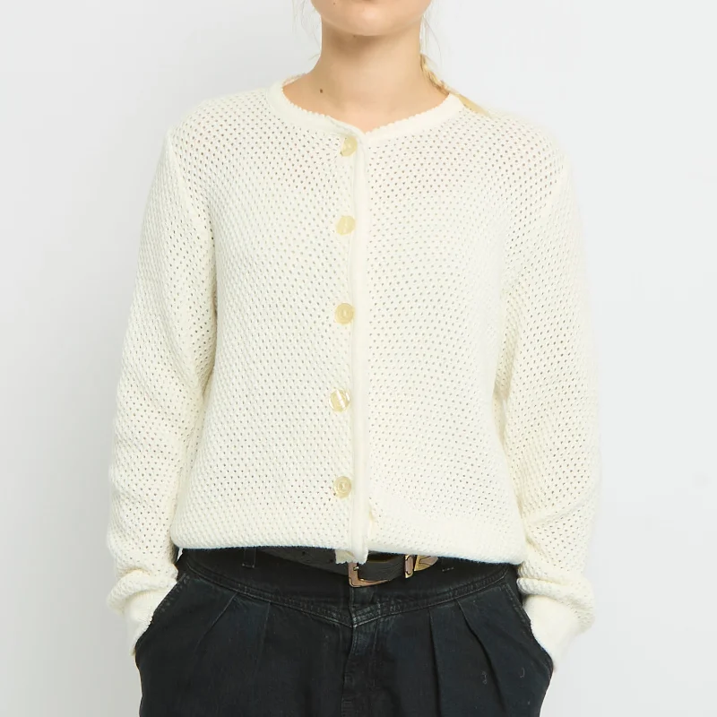 Open Knit V-Neck Cardigan - UK 10 Velvet Chenille Corduroy