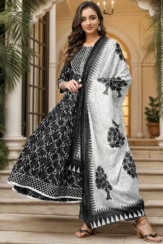Ahika Black White Sequinned Rayon Blend Kurta With Trousers and Dupatta Trousers Top Rated Ahika Black White Sequinned Rayon Blend Kurta With Trousers and Dupatta Trousers Top Rated