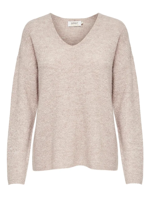 Only Camilla - V-hals pullover strik Gathered Sleeve Pullover