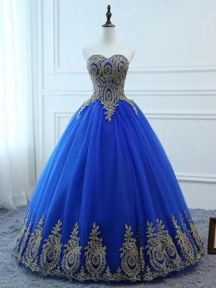 Blue Dress Long A-line Gold Applique Lace Dress Tulle Sexy Backless Women Formal Prom Dresses cg16758 Blue Dress Long A-line Gold Applique Lace Dress Tulle Sexy Backless Women Formal Prom Dresses cg16758