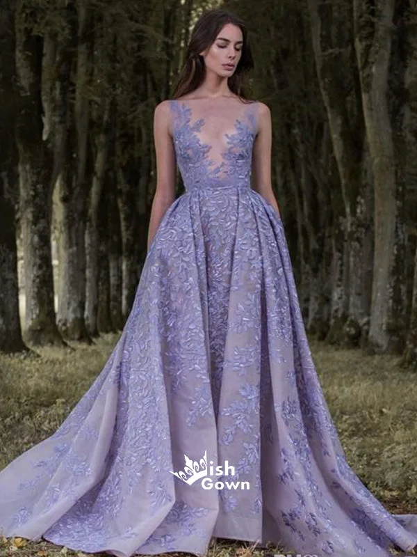 Dusty Purple Lace Appliques Deep V-neck A-line Organza Long Evening Prom Dress, WGP093 Dusty Purple Lace Appliques Deep V-neck A-line Organza Long Evening Prom Dress, WGP093