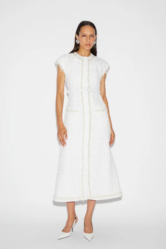 WHITNEY DRESS WHITE TWEED