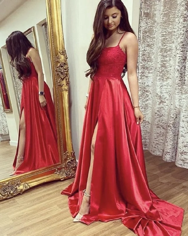 spaghetti Straps A-Line Prom Dresses,Long Prom Dresses   cg16786