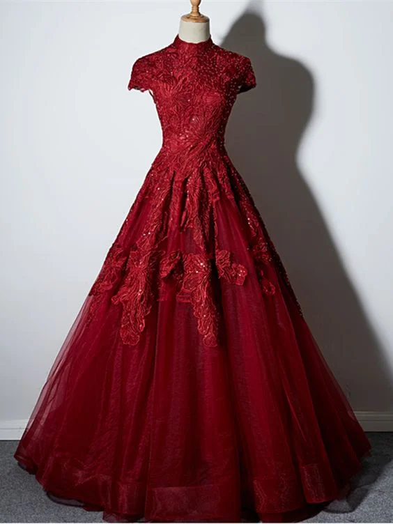 High Neck Open Back Sequins Lace Evening prom Dress   cg16549
