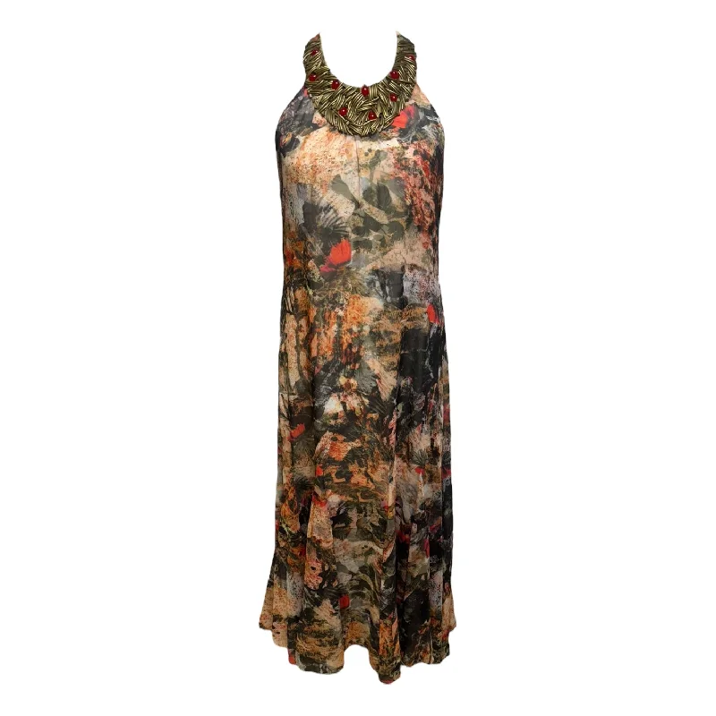 Shona Embellished Trapeze Dress Designer By Alice + Olivia In Jungle Safari Print, Size: M Shona Embellished Trapeze Dress Designer By Alice + Olivia In Jungle Safari Print, Size: M