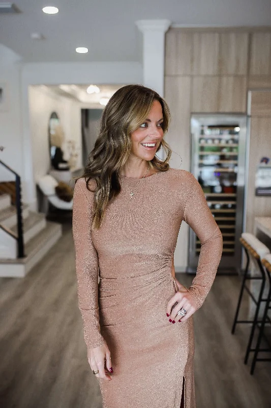 Shining Moment Metallic Side Keyhole Bodycon Dress