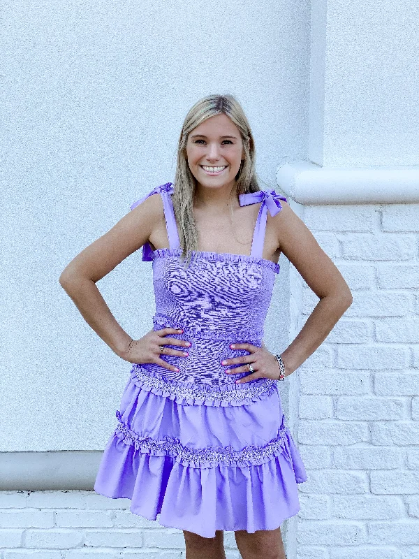 Lavender Smocked Tiered Dress