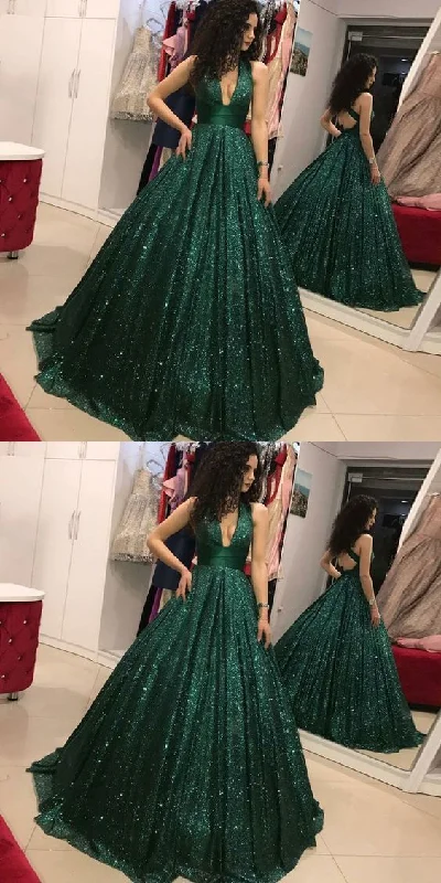 Dazzling Sparkly Sequins Green Ball Gown Plunge V neck Prom Dress Long with Cross Straps cg16829 Dazzling Sparkly Sequins Green Ball Gown Plunge V neck Prom Dress Long with Cross Straps cg16829