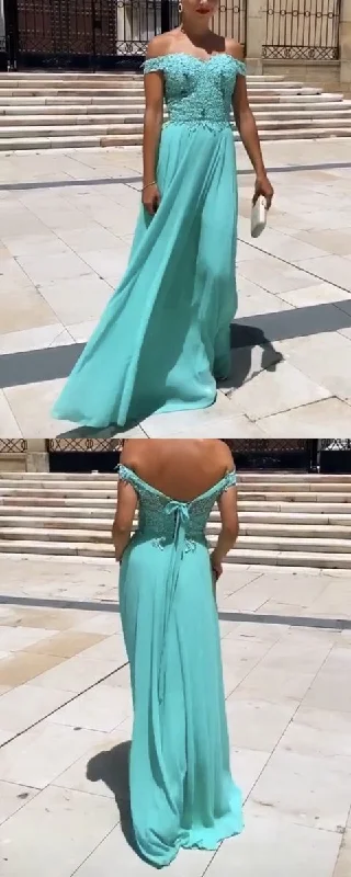 Lace Off Shoulder Prom Dresses Chiffon Long    cg16530