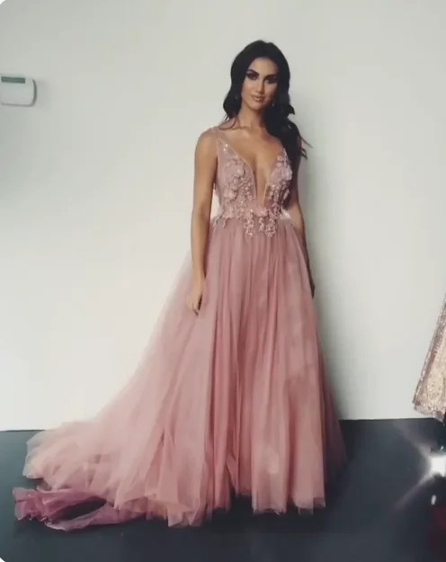 pink long Evening prom Dress   cg16550