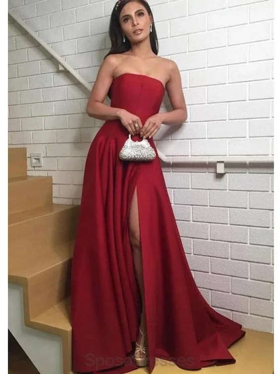 Simple Dark Red Side Slit Long Evening Prom Dresses, Evening Party Prom Dresses cg16867 Simple Dark Red Side Slit Long Evening Prom Dresses, Evening Party Prom Dresses cg16867