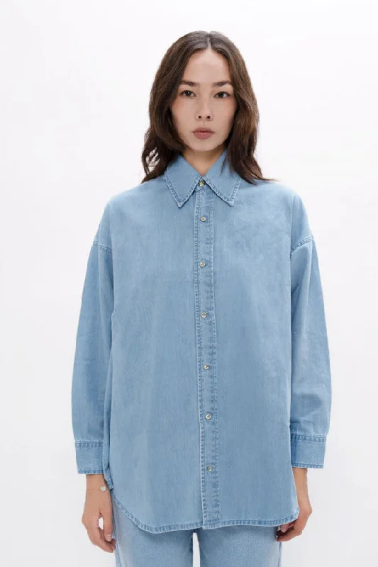 Louisiana MSY Classic Denim Shirt Sky Satin Fabric Silk Fabric Chiffon Fabric