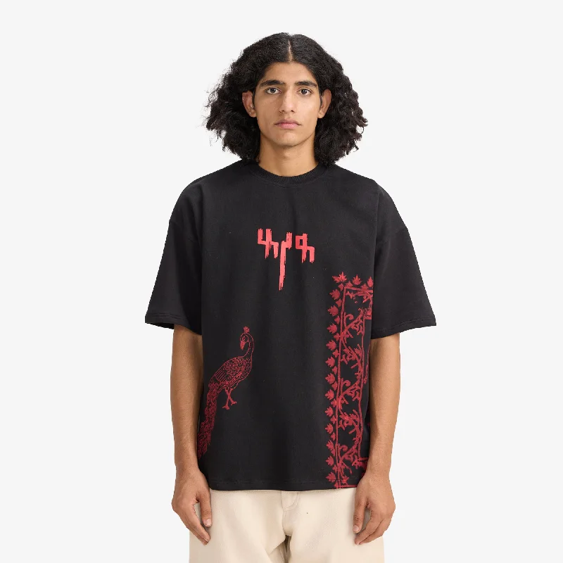 F A R A K | BY MY SIDE BLOCK PRINT T-SHIRT { BLACK/BLACK Satin Fabric Silk Fabric Chiffon Fabric F A R A K | BY MY SIDE BLOCK PRINT T-SHIRT { BLACK/BLACK Satin Fabric Silk Fabric Chiffon Fabric