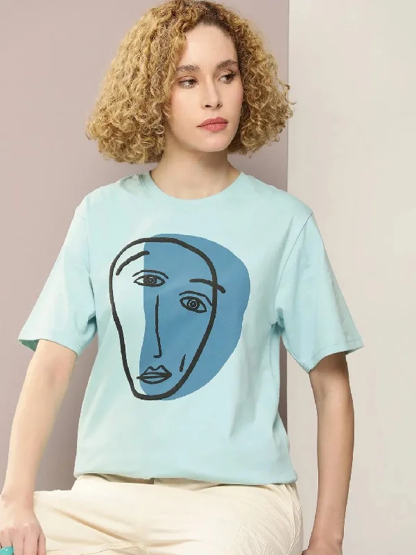 Dillinger Turquoise Blue Graphic Oversized T-Shirt-WMNCR413PTG-XS V-Neck T-Shirt Long Sleeve Cotton Dillinger Turquoise Blue Graphic Oversized T-Shirt-WMNCR413PTG-XS V-Neck T-Shirt Long Sleeve Cotton
