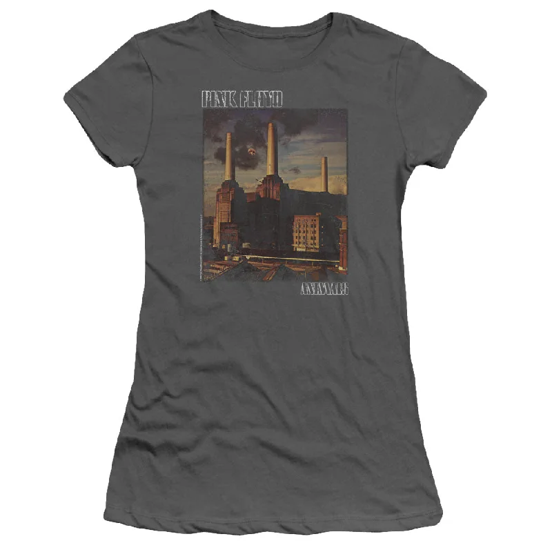 Pink Floyd Faded Animals Junior's 30/1 100% Cotton Cap-Sleeve Sheer T-Shirt Zippered Buttoned Snapped Pink Floyd Faded Animals Junior's 30/1 100% Cotton Cap-Sleeve Sheer T-Shirt Zippered Buttoned Snapped
