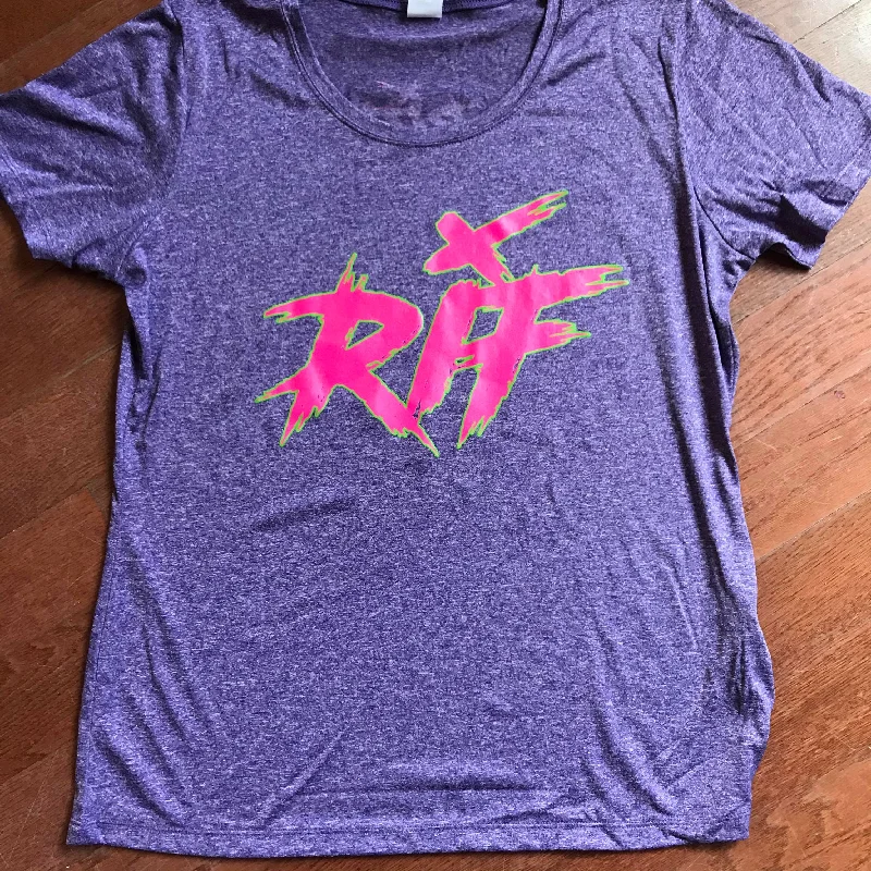Run It Fast® Women's Purple Heather HULK FIRE Tech Shirt Basic T-Shirt Crew Neck Short Sleeve Run It Fast® Women's Purple Heather HULK FIRE Tech Shirt Basic T-Shirt Crew Neck Short Sleeve