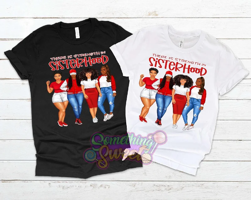 Sisterhood Red & White Tee Satin Blend Silk Blend Wool Blend