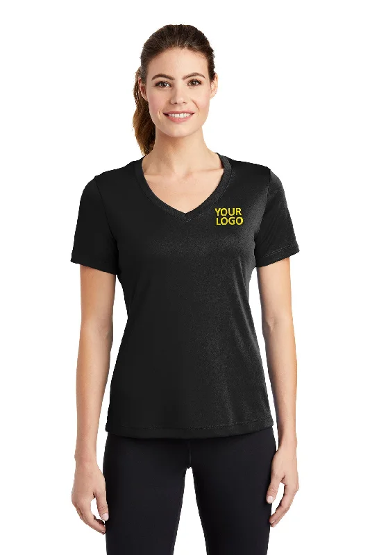 Sport-Tek Ladies PosiCharge Competitor Custom V-Neck Tee's, Black Silk Blend Satin Velvet Sport-Tek Ladies PosiCharge Competitor Custom V-Neck Tee's, Black Silk Blend Satin Velvet