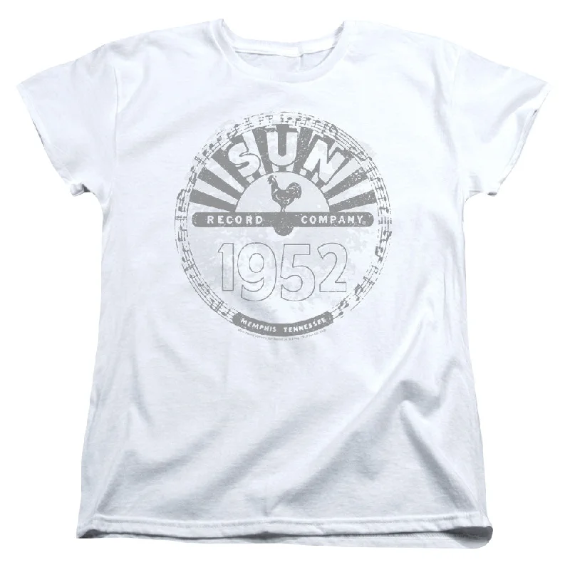 Sun Records Crusty Logo Women's 18/1 100% Cotton Short-Sleeve T-Shirt Beaded Sequined Faux Fur Sun Records Crusty Logo Women's 18/1 100% Cotton Short-Sleeve T-Shirt Beaded Sequined Faux Fur