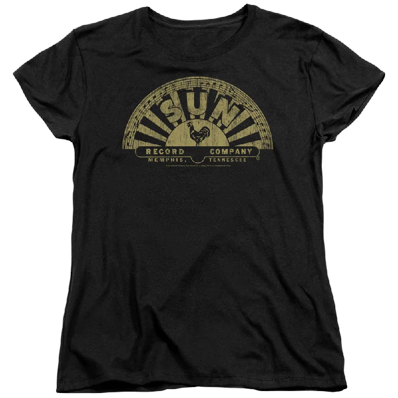 Sun Records Tattered Logo Women's 18/1 100% Cotton Short-Sleeve T-Shirt Satin Blend Silk Blend Wool Blend Sun Records Tattered Logo Women's 18/1 100% Cotton Short-Sleeve T-Shirt Satin Blend Silk Blend Wool Blend